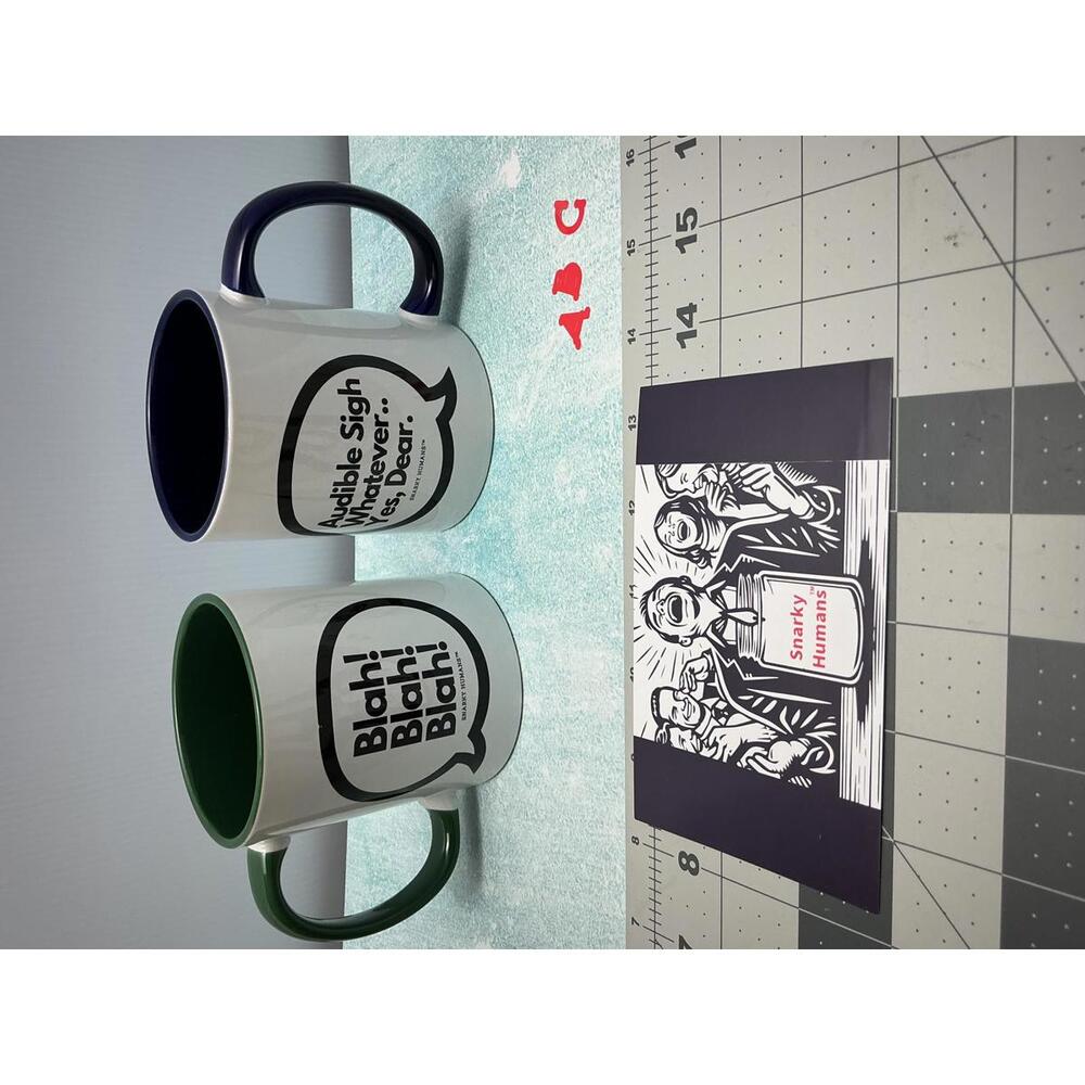 Set of 2 Snarky Humans Ceramic Coffee Mugs